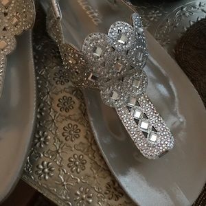 RESERVED FOE HEID3000 LUCITA 2 PAIR OF JEWELED SANDALS